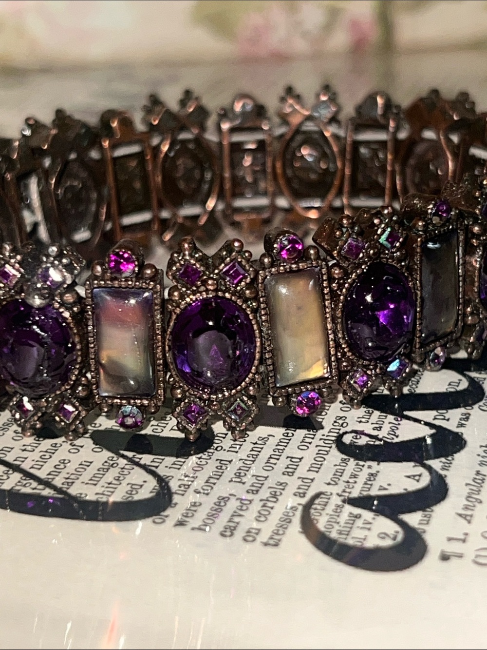 Vintage-Inspired Purple Crystal Bracelet - Women Jewelry